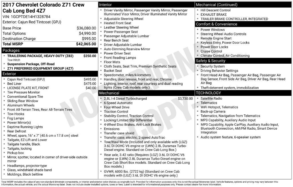 2017 Chevrolet Colorado 4WD Z71