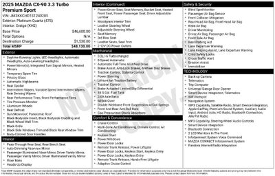 2025 Mazda Mazda CX-90 3.3 Turbo Premium Sport