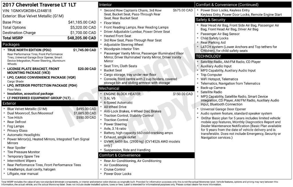 2017 Chevrolet Traverse LT 1LT