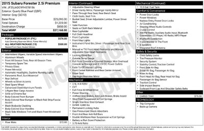2015 Subaru Forester 2.5i Premium Premium