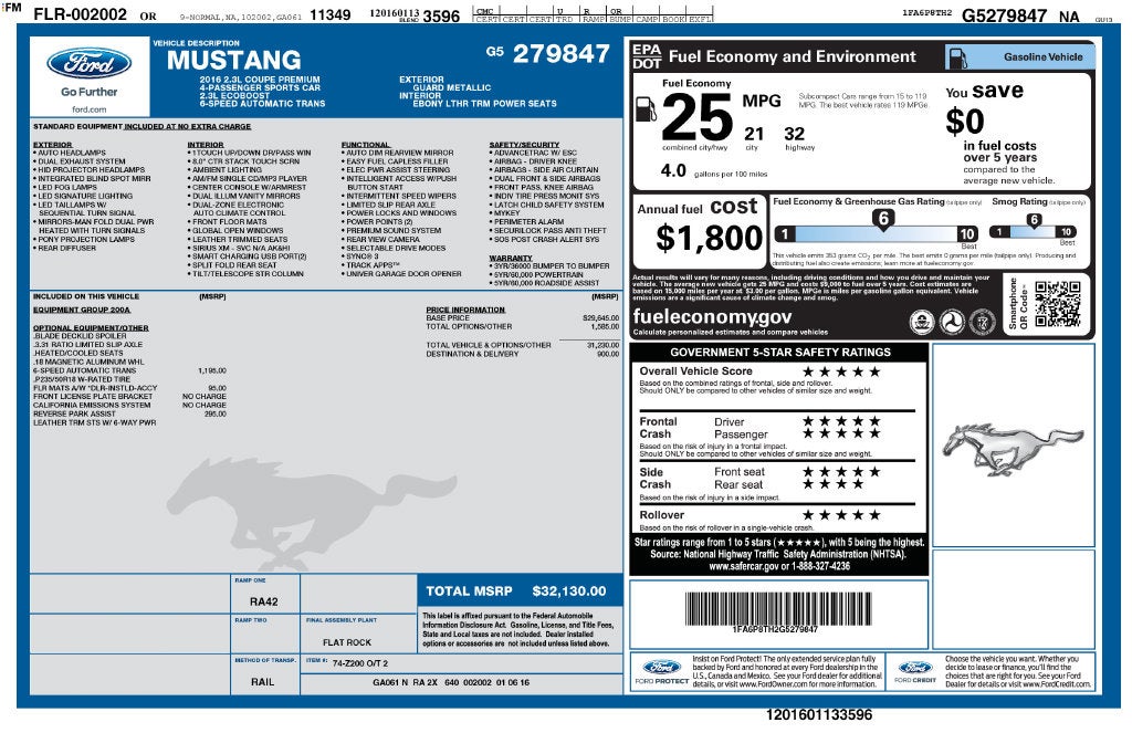 2016 Ford Mustang EcoBoost Premium