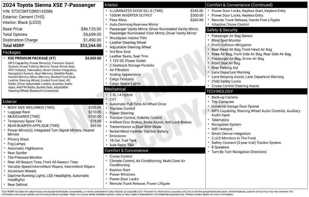 2024 Toyota Sienna XSE 7 Passenger