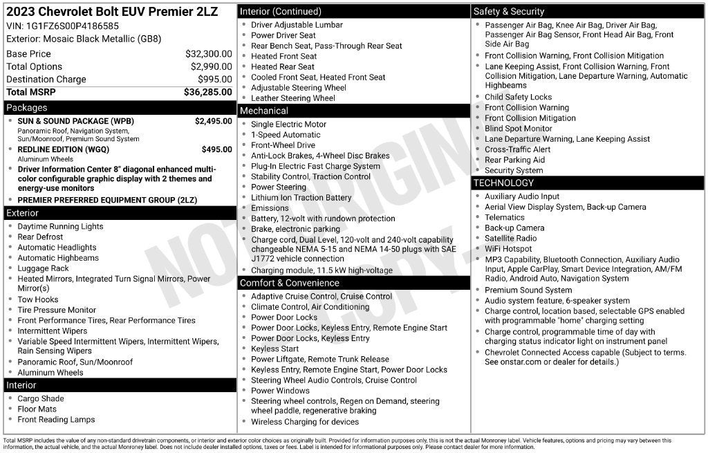 2023 Chevrolet Bolt EUV Premier