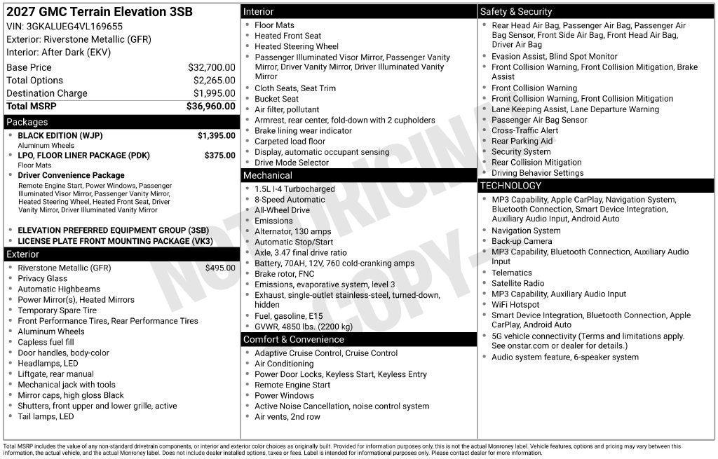 2027 GMC Terrain Elevation